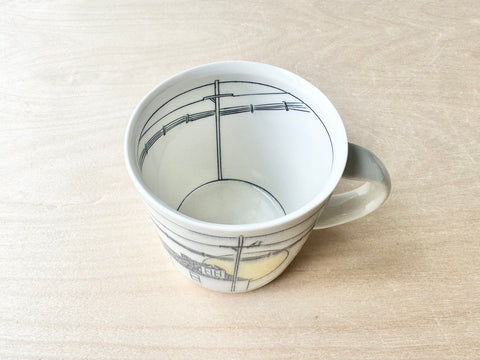 Powerlines & rooftop w/bird mug (16 oz)