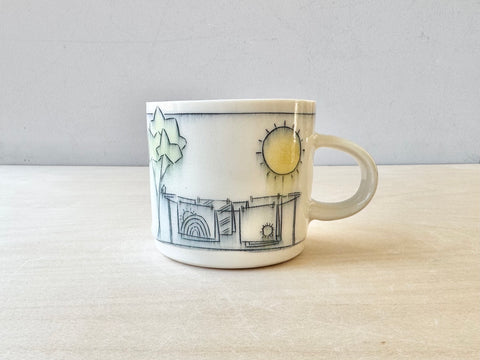 Clothesline Mug with Sun and Trees (10 oz)