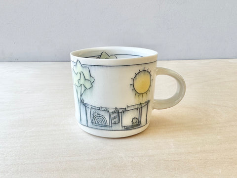 Clothesline Mug with Sun and Trees (10 oz)