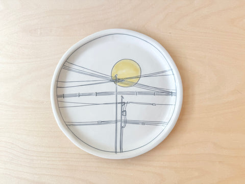 Powerlines & sunshine w/birds lunch plate