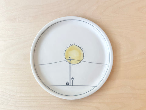 Sunshine & powerline w/mailbox, hydrant, & bird lunch plate